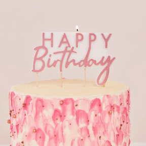Verjaardagskaars Happy Birthday Rose Goud 12,5 x 11cm
