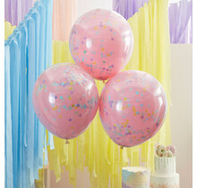Confetti Ballonnen Dubbellaags Pastel XL 45cm - 3 stuks