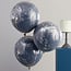 Ginger Ray Confetti Ballonnen Dubbellaags blauw en zilver XL 45cm - 3 stuks