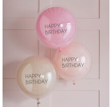 Happy Birthday ballonnen dubbellaags luxe 3 stuks  45cm