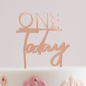 Caketopper One Today rose goud 11x10cm