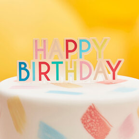 Caketopper Happy Birthday gekleurd 13x11cm