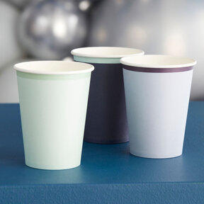 Papieren bekers Eco blauw, navy en mint 8 stuks