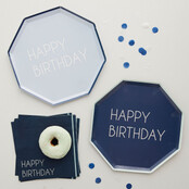 Borden eco papier Happy Birthday blauw 25cm