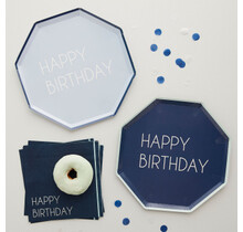 Borden eco papier Happy Birthday blauw 25cm