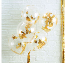 Confetti ballonnen gouden sterren metallic 5 stuks 30cm