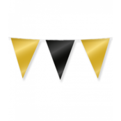 Vlaggenlijn zwart goud metallic 10 meter