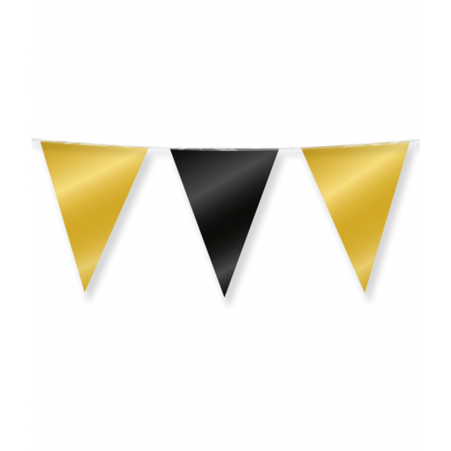 Vlaggenlijn zwart goud metallic 10 meter