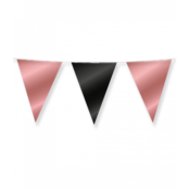 Vlaggenlijn  rose goud en zwart metallic 10 meter