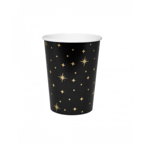 Bekers Zwart met gouden Sterren - 8 stuks - 210 ml