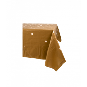 goud tafelkleed metwitte stippen