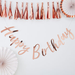 Happy Birthday slinger Rosé Goud 180x19cm