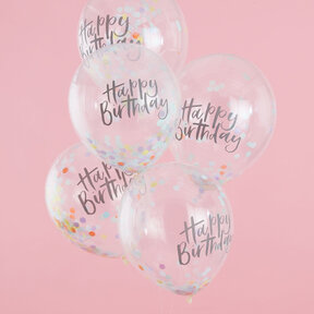 Confetti ballonnen Happy Birthday Pastel Party 30cm 5 stuks