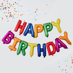 Happy Birhday folieballonnen gekleurd/ regenboog