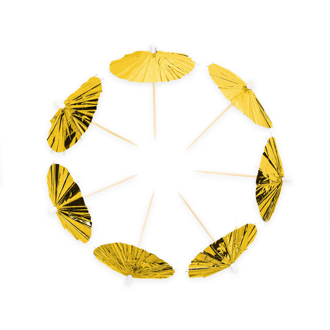 Cocktailprikkers parasol metallic goud 10 stuks