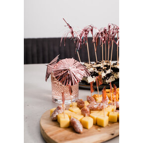 Cocktailprikkers parasol metallic rosé goud 10 stuks