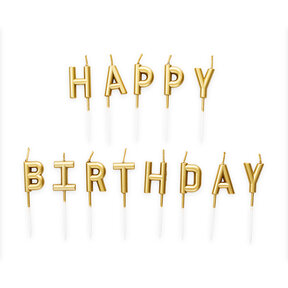 Kaarsjes Happy Birthday goud