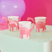 8 roze papieren dinosaurus bekers