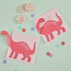 Roze dinosaurus servetten 16 stuks 33x33cm