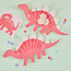 Ginger Ray 8 roze papieren dinosaurus borden 16x30cm