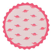 Roze papieren dino borden 8 stuks 25cm