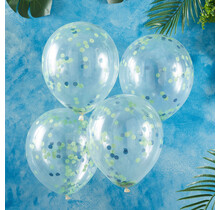 Confetti ballonnen groen en blauw 30cm 5 stuks