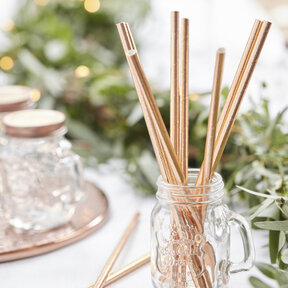 Rietjes rosé goud papier 25 stuks