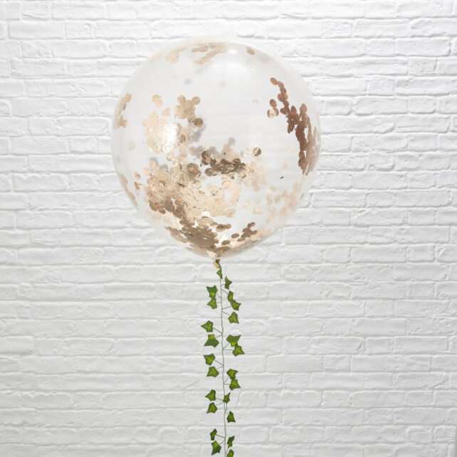 Mega confetti ballon rosé goud 91cm 3 stuks