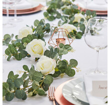 Eucalyptus slinger met witte rozen Botanical wedding 200cm