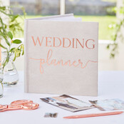 Weddingplanner Suede grijs met rosé gouden letters bruiloft 48 pagina's