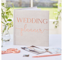 Weddingplanner Suede grijs met rosé gouden letters bruiloft 48 pagina's