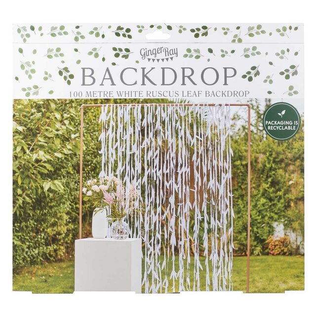 Backdrop witte blaadjes Botanical Wedding 100 meter Backdrop witte blaadjes Botanical Wedding 100 meter