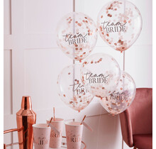 Confetti ballonnen Team Bride Rosé Goud 5 stuks 30cm