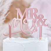 Taarttopper Mr & Mrs Rose Goud 16x15cm