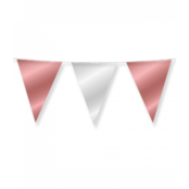 Vlaggenlijn Zilver en Rose Goud metallic 10 meter