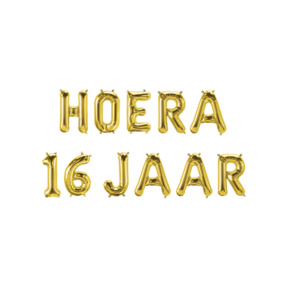 Hoera 16 jaar folieballonnen set goud 41cm