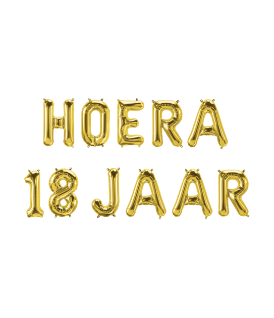 Hoera 18 jaar folieballonnen set goud 41cm