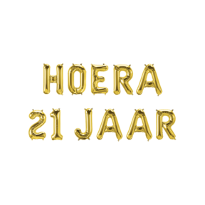 Hoera 21 jaar folieballonnen set goud 41cm