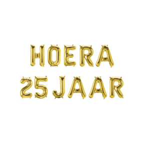 Hoera 25 jaar folieballonnen set goud 41cm