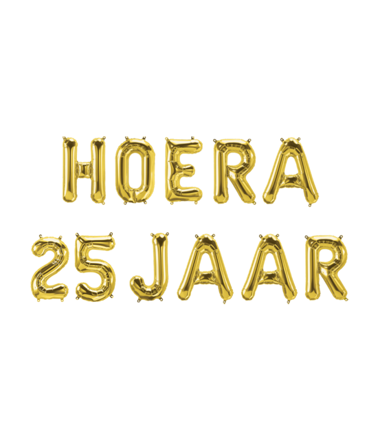 Hoera 25 jaar folieballonnen set goud 41cm