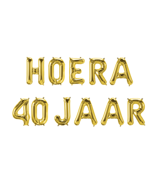 Hoera 40 jaar folieballonnen set goud 41cm