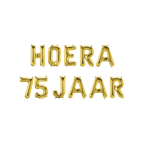 Hoera 75 jaar folieballonnen set goud 41cm