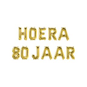 Hoera 80 jaar folieballonnen set goud 41cm