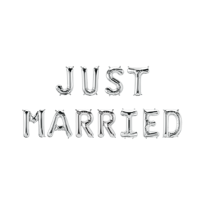 Just Married Folieballonnen set zilver 41cm