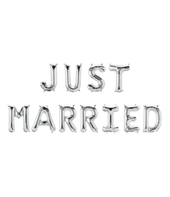Just Married Folieballonnen set zilver 41cm