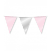 Vlaggenlijn Zilver en Roze metallic 10 meter