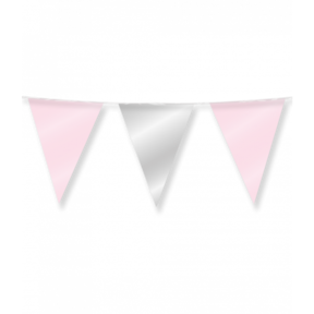 Vlaggenlijn Zilver en Roze metallic 10 meter