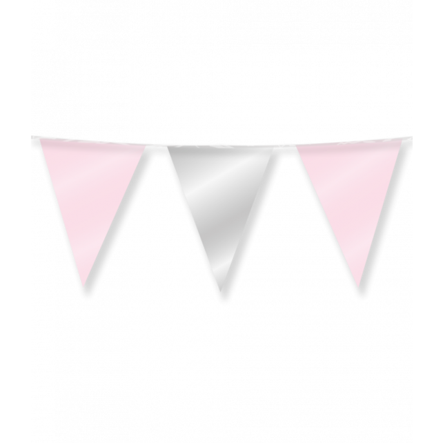 Vlaggenlijn Zilver en Roze metallic 10 meter