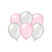 Metallic zilver en roze ballonnen 6 stuks