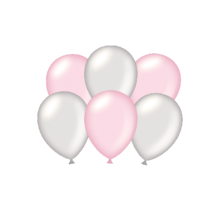 Metallic zilver en roze ballonnen 6 stuks